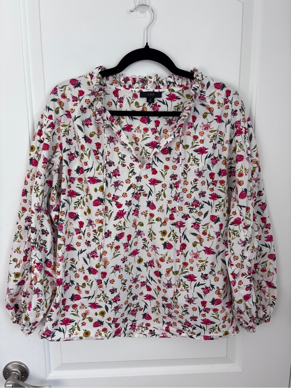 J.Crew Floral Ruffle Long Sleeve Blouse Size Small